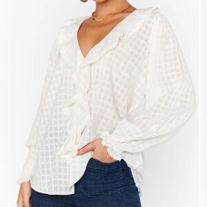 Show Me Your MuMu White Ruffled Blouse